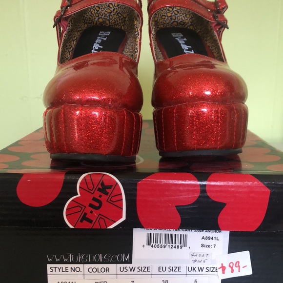 TUK red sparkle T&R Mary-Jane Anchor Wedge - Picture 2 of 9